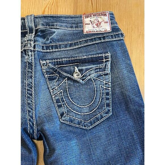 True Religion flare Disco Joey Big T Denim Women’s size 29 Made In USA Y2K 00’s - Picture 3 of 12